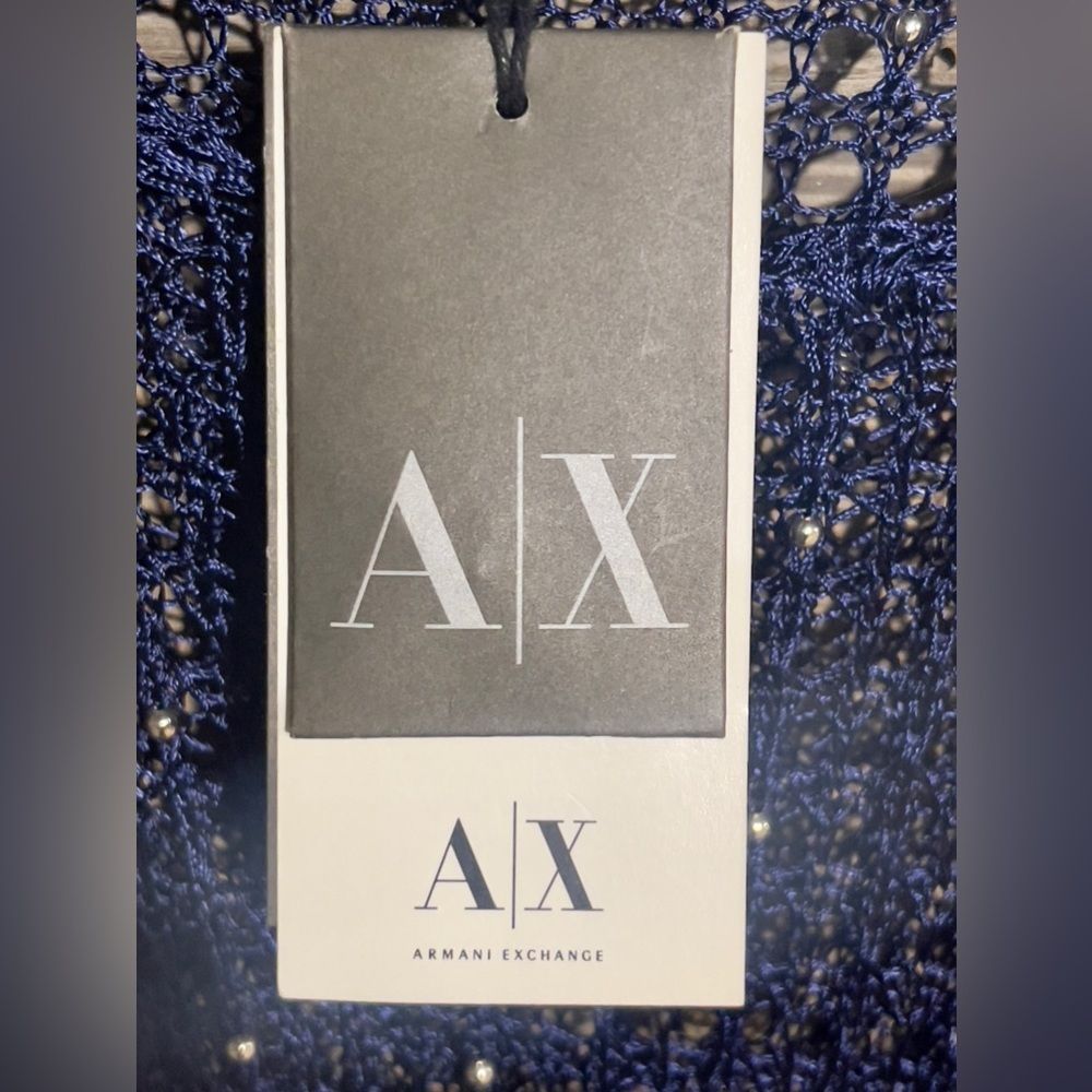 Armani Exchange NWT blue sweater and gold balls attached - Picture 3 of 6